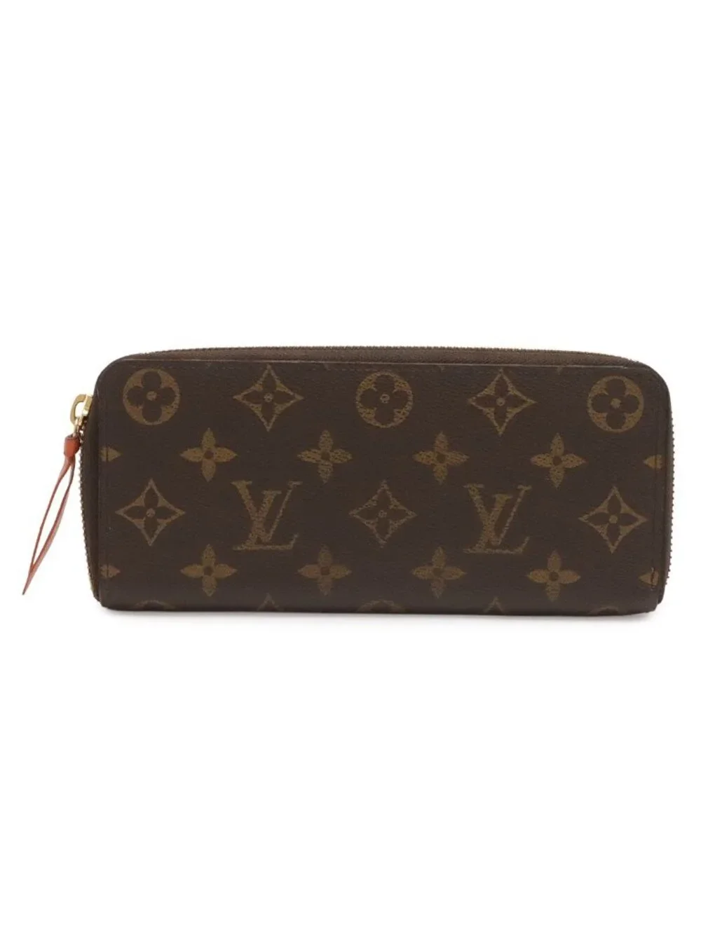 Louis Vuitton Monogram Portefeuille Clemence Zip Around Wallet Piment Orange